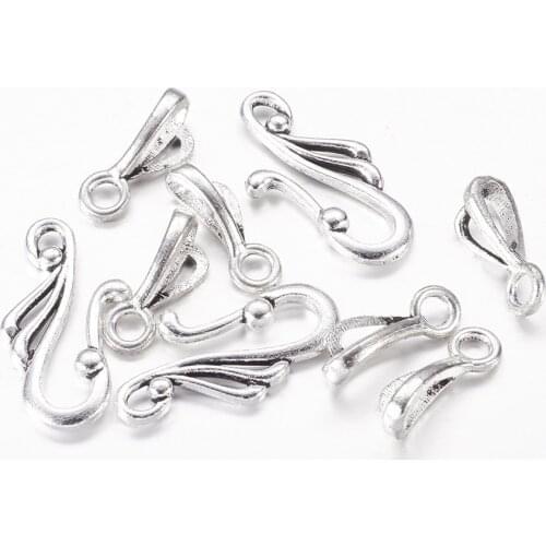 Tibetan Silver S-Shaped Buckle Handmade Ornament DIY Vintage Alloy Necklace Accessories OT Buckle 20 Sets a Pack