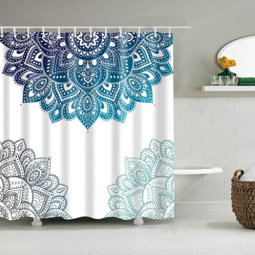 Mandala Flower Printed Bath Curtain Waterproof Shower Curtain With 12 Hooks Custom Drop Ship Geometric Home Bath Decor Curtains