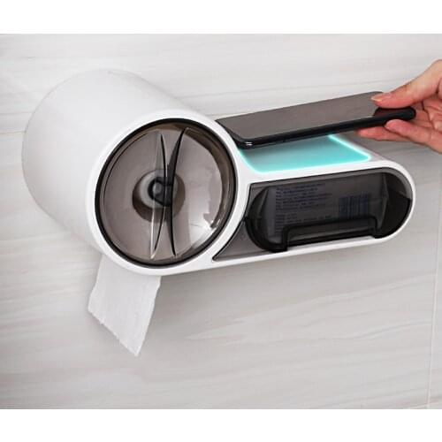 Waterproof Bathroom Organizer Shelf Shampoo Soap Roll Paper Wc Storage Rack Wall Mounted Household Items Bathroom Accessories