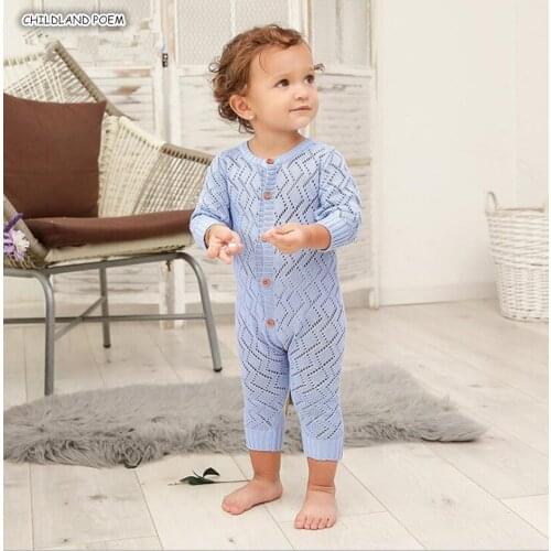 Knitted Baby Romper Newborn Baby Clothes Autumn Hollow Long Sleeve Infant Baby Jumpsuit Cotton Baby Boy Girl Romper Clothes