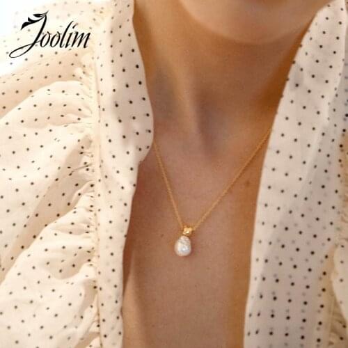 Joolim High End Irregular Pearl Necklace Elegant Work Office Necklace Dainty Necklace