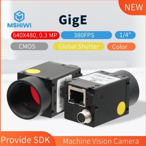 High Speed GIGE 0.3MP Color Global Shutter Gigabit Ethernet 1/4" Industrial Digital Camera With SDK And Demo 640x480@380FPS