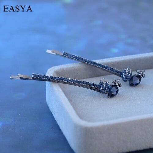 EASYA 5 Colors Crystal Metal Strawberry Hairpins One Pair Rhinestone Hairgrips Hair Clips Jewelry Gift For Women Girls