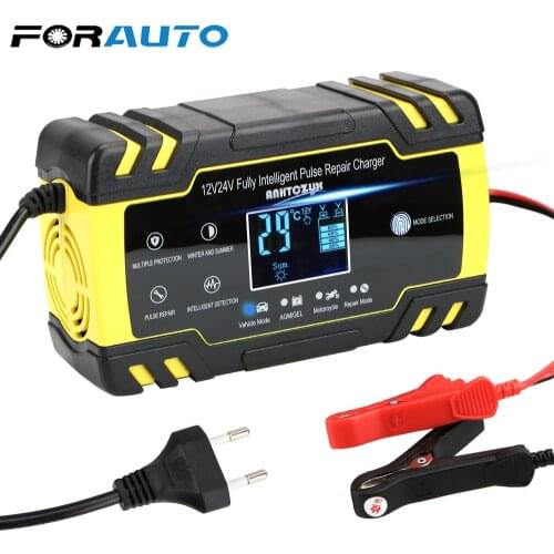 12V-24V 8A Full Automatic Car Battery Charger Power Pulse Repair Chargers Wet Dry Lead Acid Battery-chargers Digital LCD Display