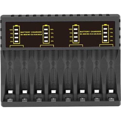 Battery Charger 8 Slots with LED Indicator for Ni-MH/Ni-Cd AAA/AA Rechargeable Battery Short Circuit Protection Chargers