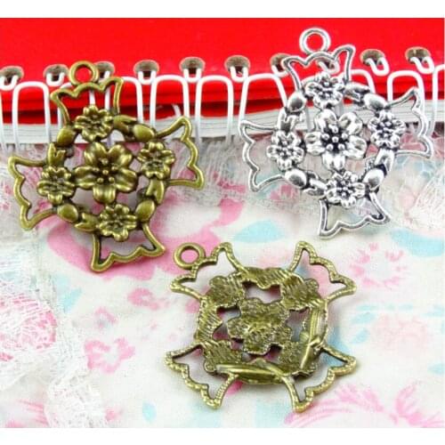 10Pcs 39*34.8MM Antique Bronze Plated Flower Shape Cross Charms Pendant DIY Handmade Craft For Necklace