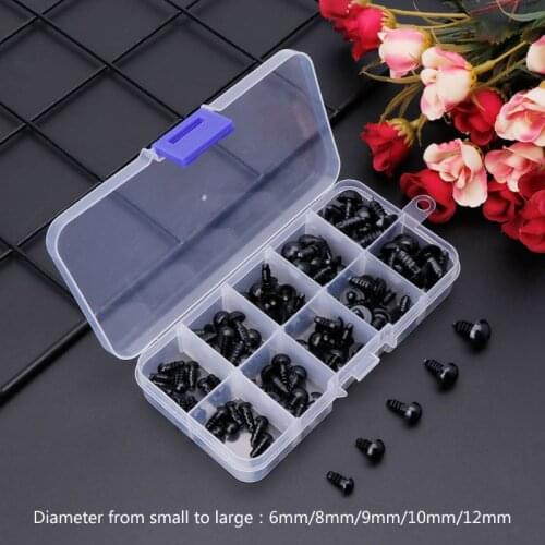 100pcs 6mm/8mm/9mm/10mm/12mm Plastic Safety Eyes For Bear Stuffed Toys Animal Puppet Dolls Craft DIY Accessories With Washers