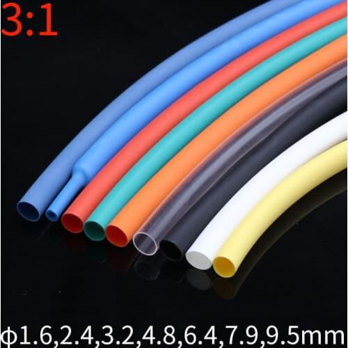 2M 1.6/2.4/3.2/4.8/6.4/7.9/9.5mm Dual Wall Heat Shrink Tube Thick Glue 3:1 ratio Shrinkable Tubing Adhesive Lined Wrap Wire Kit