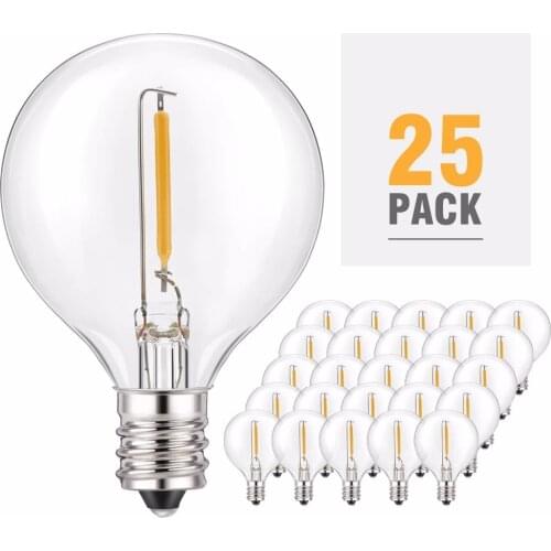 25X G40 Clear Globe Bulbs, E12 Warm Replace G40 5W 7W Incandescent Bulbs, Same Effect Replaceable Light Bulb for G40 Strands