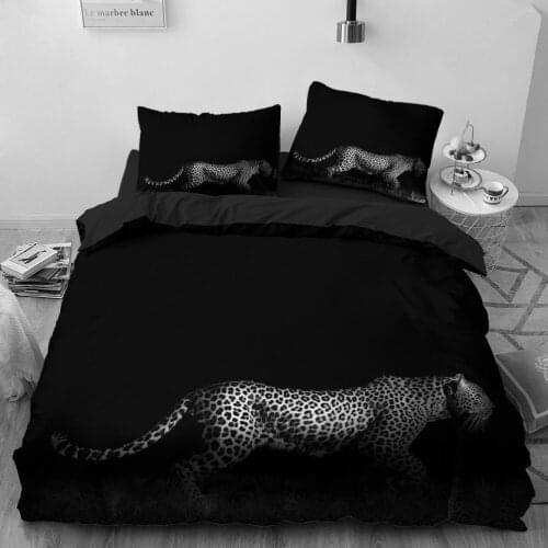 3D Bedding Sets Leopard Black Duvet Quilt Cover Set Comforter Bed Linen Pillowcase King Queen Full Size 210*210 Home Texitle