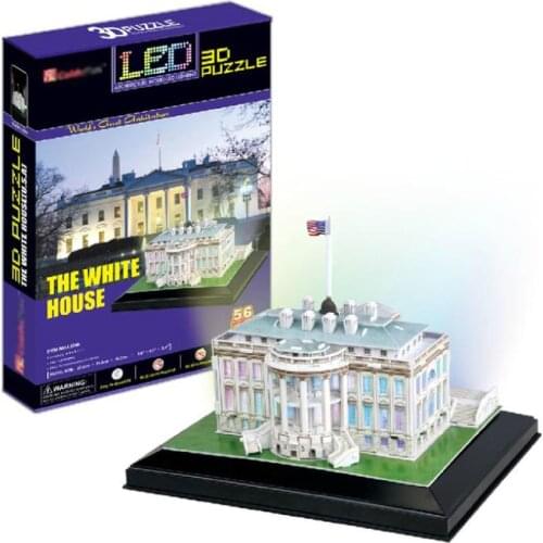T0435 3D Puzzles America White House With base DIY Building Paper Model Creative gifts Children Educational toy Ordinary version
