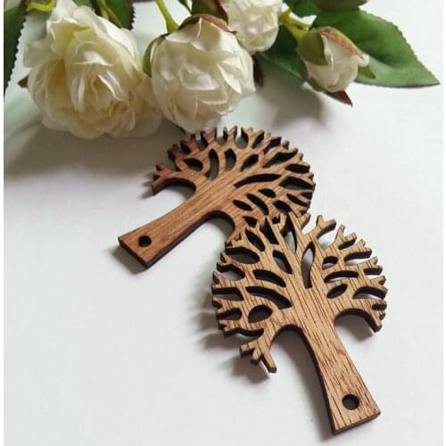 6pcs/lot Wood chips Cute Tree Shape Sewing Scrapbook DIY Craft Wooden Buttons 45*59mm