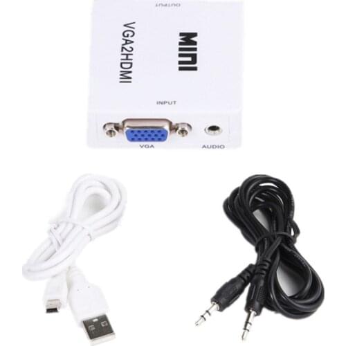 VGA to HDMI Full HD Video 1080P Audio Converter Box Adapter for PC Laptop DVD TV