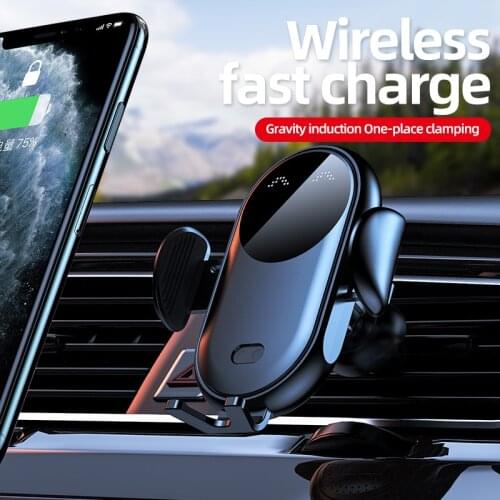 Wireless Charger Car Mount for Car Mobile Phone Holder Intelligent Infrared Fast Wireless Charging Air Vent Mount Charger black
