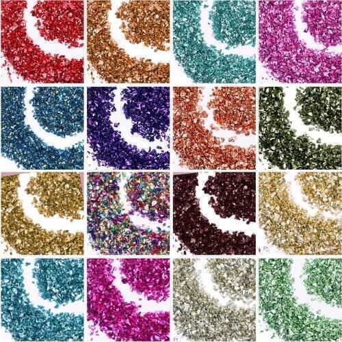 10G Crushed Glass Craft Glitter for Resin Irregular Metallic Crystal Chips Sprinkles Chunky Glitter Shiny Nail Sequins