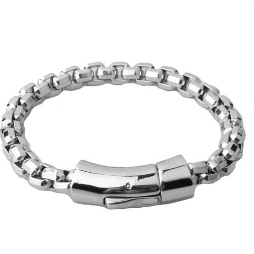 Punk Men Bracelet Jewelry Silver Color Stainless Steel Gothic Style Figaro Chain Bangles Bracelets For Women Gifts 22cm