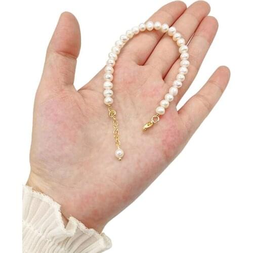 24K Gold Filled Freshwater Cultured Pearl Twisted Cable Bangle Handmade Bracelet Jewelry for Women Popular Mature ​Decorate Girl