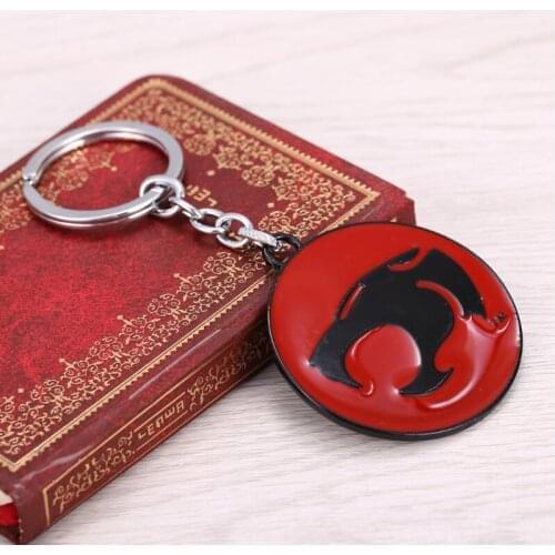 Thundercats Keychain Anime around For Fans Jewelry Round Alloy Red Thunder Cat Model Key Ring Holder Car Accessories Pendant