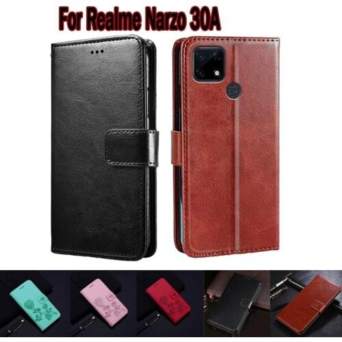 Case For Realme Narzo 30A RMX3171 Cover Funda Phone Protective Shell Hoesje For Narzo 30A Case Flip Wallet Leather Book Capa Bag