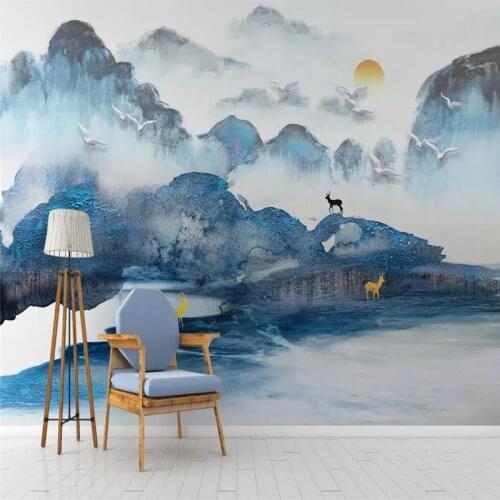 Ink landscape forest wall professional production mural factory wholesale wallpaper mural poster photo wall