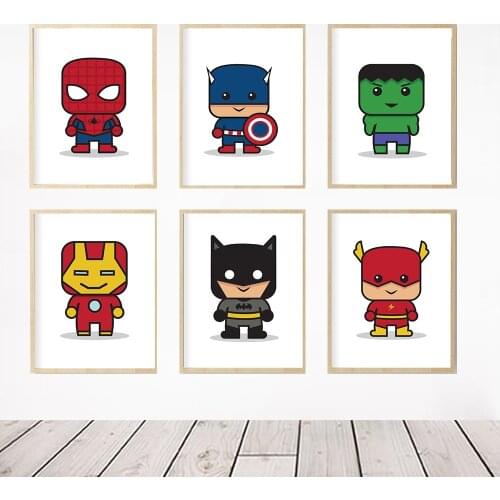 Kids Room Decor Lovely Cartoon Marvel Superhero Canvas Posters Avengers Painting Nordic Decoration Print Picture Baby Room Home