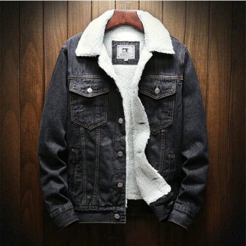 Denim Jacket Black Blue Plus Size 6Xl Winter Jean Jackets Men Warm Denim Coats Fashion Cowboy Outerwear Men Liner Thicker Fleece