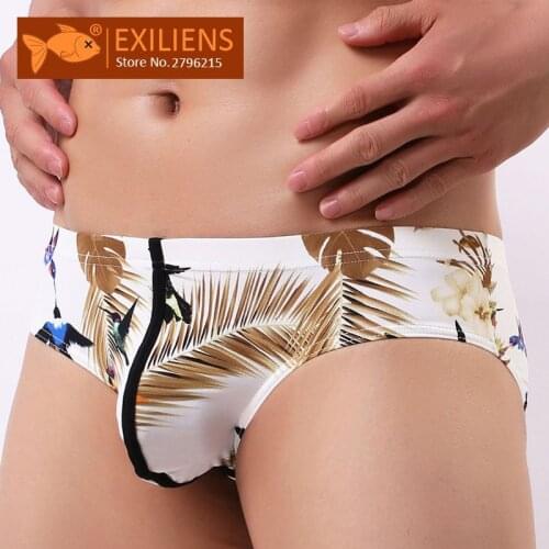 EXILIENS Brand Underwear Men Brief Shorts Mens Briefs Ropa Interior Hombre Cueca Masculina Print Nature Pattern Size M-2XL 82801