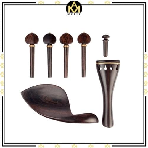 Hill Style 4/4 Ebony Violin Parts Tailpiece +Turning Pegs+Endpin+Chinrest Ebony Wood Violin Accessories For 4/4 Violin SET
