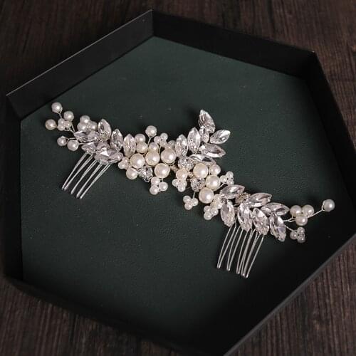 Pearl Flower Hair Comb Headdress Wedding Hair Accessories Bridal Tiara Crystal Ornaments Handmade Bridal Hair comb Jewelry