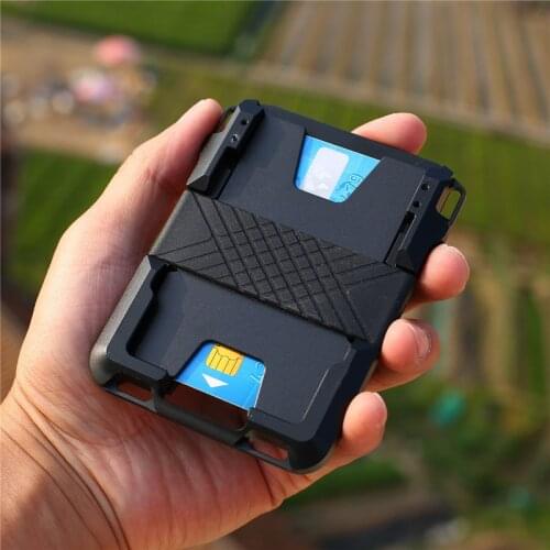 Bycobecy New Men And Women RFID Anti-theft Protector Card Pop-up Wallet Aluminum Metal Black Silver Card Case Card Holder