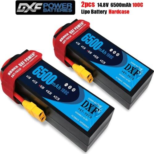 DXF Lipo Battery 14.8v 6500mAh 100C Max 200C Hardcase For Helicopter Car Boat Servo Motor F450 XO-1 Bixler Scx10