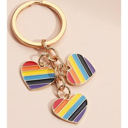 Cute Keychain Enamel Heart Shaped Key Ring Flower Decorative Pattern Key Chains Lover Gifts For Women Girl DIY Jewelry Handmade