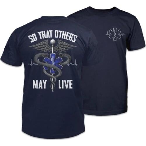 Blue Star of Life with Rod of Asclepius Mens T-Shirt So That Others May Live, Medic Caduceus Symbol Shirt New Sizes S-3XL