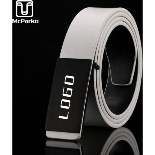 McParko Personalize Belts Men Fashion Customize Logo Name Initials DIY Design White Belt For Men Custom Made Belt Leather Men