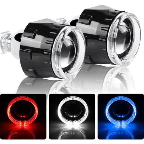 DERI New 2.5 inch BI-Xenon Universal projector lens with angel eyes For H1 Led/HID Xenon bulb Kit with H4 H7 Headlight Adapters
