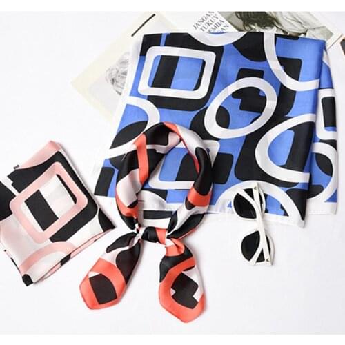 2020 New 70cm womens scarf retro fashion trend small silk scarf circle graffiti scarf square scarf tie package decorative hairb