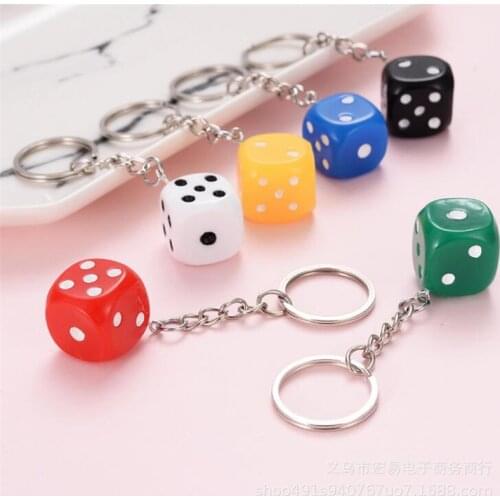 Wholesale Solid Color Dice Medium Dice Dice Keychain Bag Pendant Creative Small Gift Pendant
