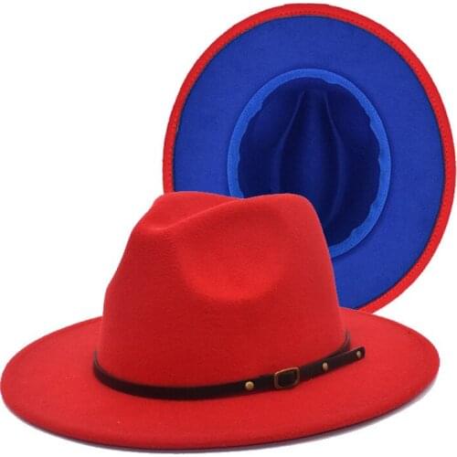 Autumn And Winter Woolen Top Hat European And American Fashion Double-Sided Color Matching Hat men And Women Flat brim Jazz Hat