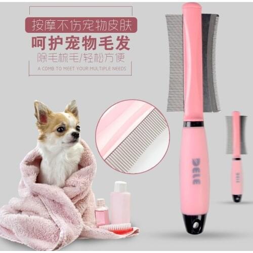 Pet Brush Double Sided Arc-shaped Stainless Steel s Hair Removal Comb For Dogs Cats Anti-slip Grooming Tools Products