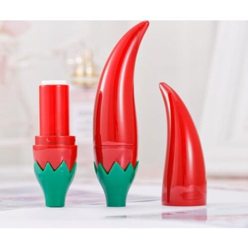 12.1mm Empty Lipstick Tube Cute Red Chili Shape Plastic Lip Rouge Cosmetic Container Packaging for Travel 200pcs/lot