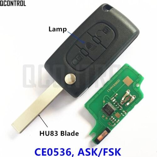 QCONTROL New Remote Key 433MHz for CITROEN C1 C2 C3 C4 C5 Berlingo Picasso Auto Door Lock (CE0536 ASK/FSK HU83 Blade)