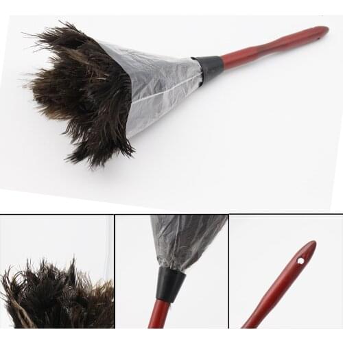 Ostrich Natural Feather Duster Brush Wood Handle Anti-static Cleaning Tool Household Furniturer Car Dust Cleaner 2