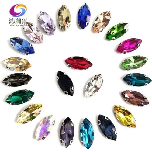 Anti hook mix color Horse eye shape good quality Glass Crystal sew on D shape claw rhinestones,Diy Clothing accessories