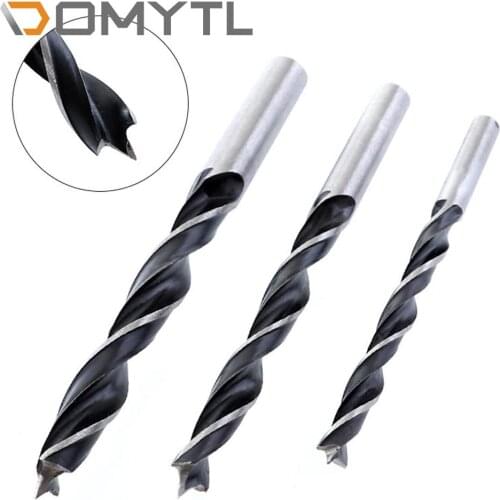 Woodworking Tri-tip Twist Drill Bit Punch 6/8/10mm with Limit Ring Round Shank