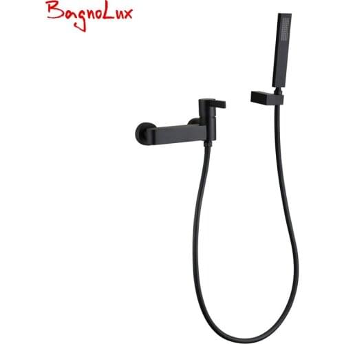 Vidric Wholesale Patent Design New Unique Shape Matt Black Or Silver Chrome Wall Mounted Bathtub Faucet with Hand Shower