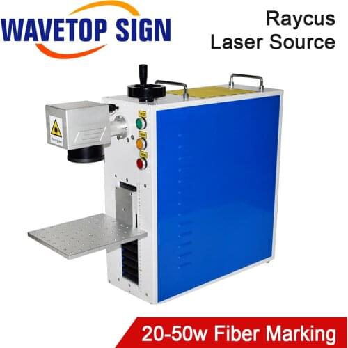 WaveTopSign 20-60W Portable Fiber Laser Marking Machine Raycus Fiber Laser Source and JCZ V4 Control Card SG7110 Gavo Head Set