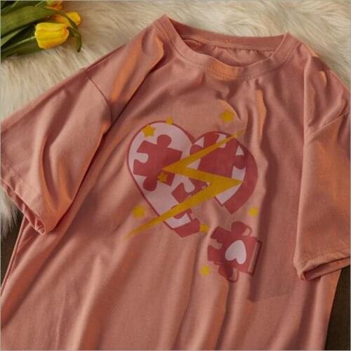 Vintage Style Women T-shirt Spring Summer Short Sleeve Round Collar T shirt Femme Street Wear T shirts Women