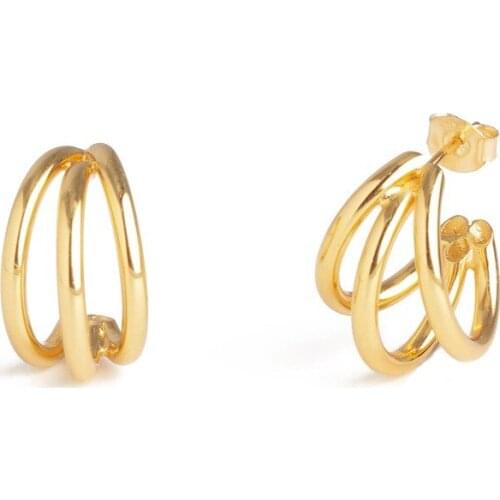 Simple Gold and Silver Color Round Drop Earring for Women Punk Trendy Three-layer Line Earring Ear Accessories Geometric Jewelry