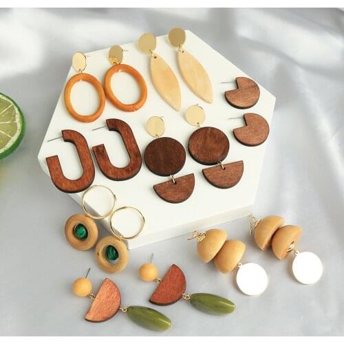 Kissme Earrings Korean Trendy 7 Styles Bijoux Female 2020 Woods Acrylic Geometric Drop Earrings New Fashion Jewelry Wholesale