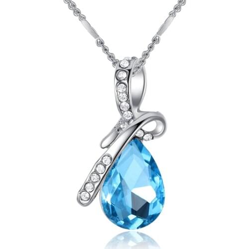 Angel Tears Crystal Necklace for Women Clavicle Chain Rhinestone Choker Neck Pendant Jewelry Female Stainless Steel Gift For Mom